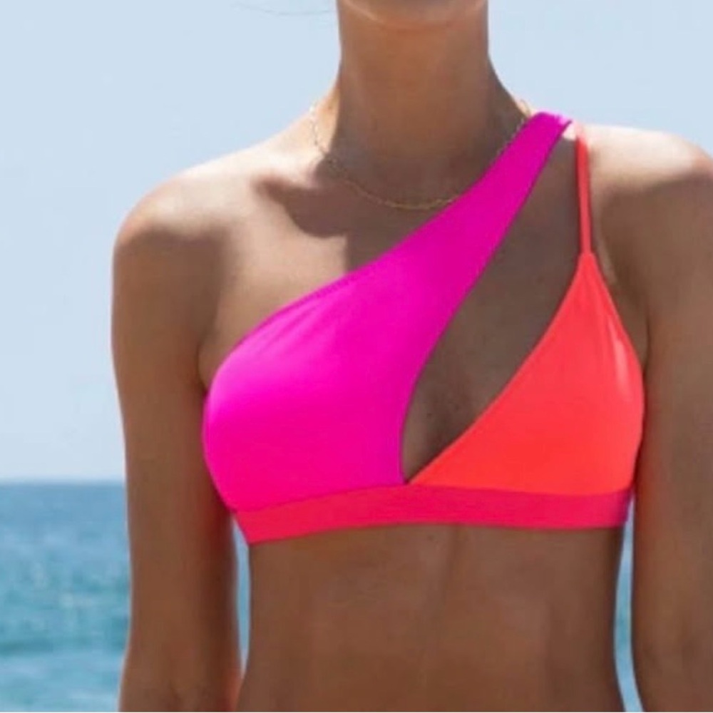 Vibrant Pink and Red Bikini Top